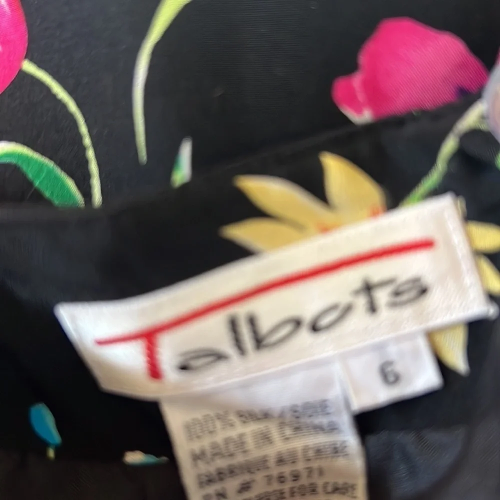 Talbots black floral skirt faux wrap skirt